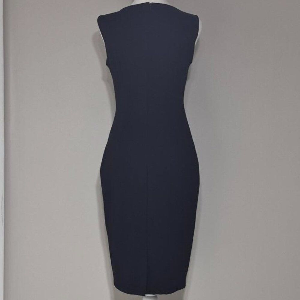 VFSHOW Women’s Black Notch Neck Bow Waist Sheath Dress Size Small - Picture 3 of 10